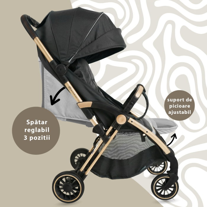 Carucior Sport AppeKids - Upp - Ultracompact, Pliere automata, De la nastere la 22 kg, Negru [3]