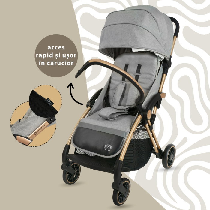 Carucior Sport AppeKids - Upp - Ultracompact, Pliere automata, De la nastere la 22 kg, Gri [5]