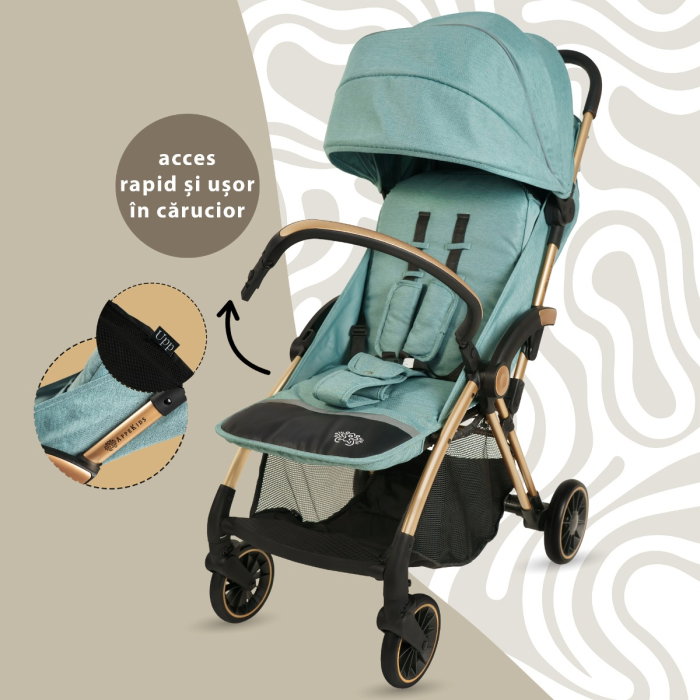 Carucior Sport AppeKids - Upp - Ultracompact, Pliere automata, De la nastere la 22 kg, Verde [5]