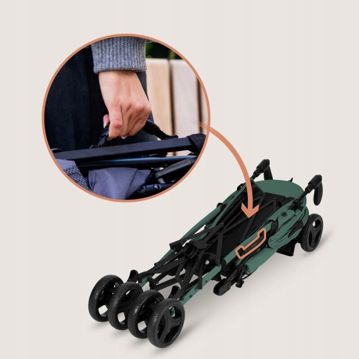 Carucior sport compact, Lionelo, Irma, Spatar ajustabil in 4 pozitii, Suport picioare reglabil, Manere rotative, Pliere tip umbrela, 6- 36 luni, Pana la 15 kg, Verde smarald [13]