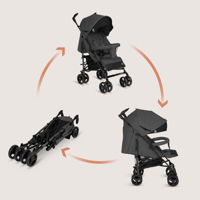 Carucior sport compact, Lionelo, Irma, Spatar ajustabil in 4 pozitii, Suport picioare reglabil, Manere rotative, Pliere tip umbrela, 6- 36 luni, Pana la 15 kg, Gri inchis [19]