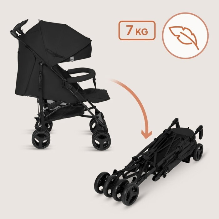 Carucior sport compact, Lionelo, Irma, Spatar ajustabil in 4 pozitii, Suport picioare reglabil, Manere rotative, Pliere tip umbrela, 6- 36 luni, Pana la 15 kg, Negru Onyx [14]