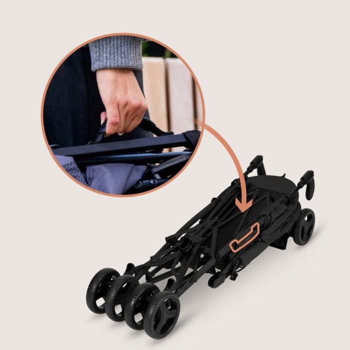Carucior sport compact, Lionelo, Irma, Spatar ajustabil in 4 pozitii, Suport picioare reglabil, Manere rotative, Pliere tip umbrela, 6- 36 luni, Pana la 15 kg, Negru Onyx [13]