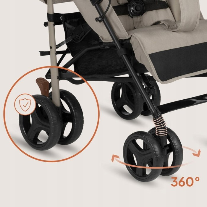 Carucior sport compact, Lionelo, Irma, Spatar ajustabil in 4 pozitii, Suport picioare reglabil, Manere rotative, Pliere tip umbrela, 6- 36 luni, Pana la 15 kg, Bej [17]