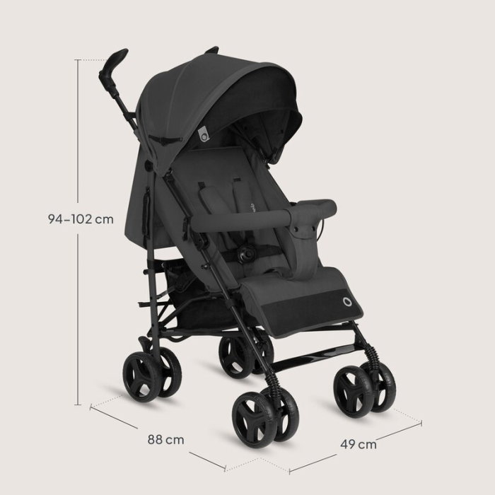 Carucior sport compact, Lionelo, Irma, Spatar ajustabil in 4 pozitii, Suport picioare reglabil, Manere rotative, Pliere tip umbrela, 6- 36 luni, Pana la 15 kg, Gri inchis [11]