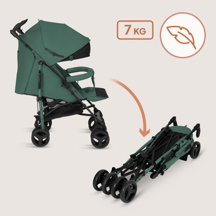 Carucior sport compact, Lionelo, Irma, Spatar ajustabil in 4 pozitii, Suport picioare reglabil, Manere rotative, Pliere tip umbrela, 6- 36 luni, Pana la 15 kg, Verde smarald [14]