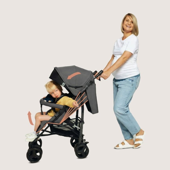 Carucior sport compact, Lionelo, Irma, Spatar ajustabil in 4 pozitii, Suport picioare reglabil, Manere rotative, Pliere tip umbrela, 6- 36 luni, Pana la 15 kg, Gri inchis [18]