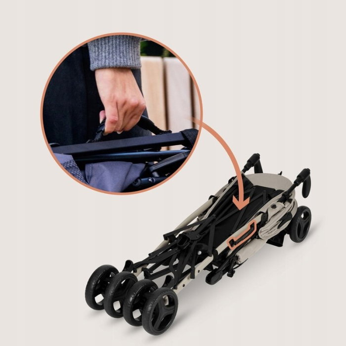 Carucior sport compact, Lionelo, Irma, Spatar ajustabil in 4 pozitii, Suport picioare reglabil, Manere rotative, Pliere tip umbrela, 6- 36 luni, Pana la 15 kg, Bej [14]