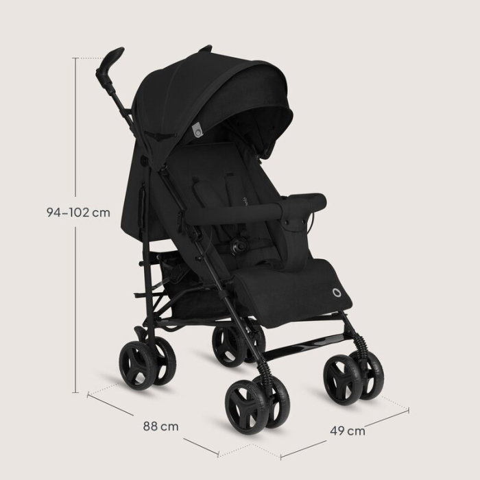 Carucior sport compact, Lionelo, Irma, Spatar ajustabil in 4 pozitii, Suport picioare reglabil, Manere rotative, Pliere tip umbrela, 6- 36 luni, Pana la 15 kg, Negru Onyx [11]
