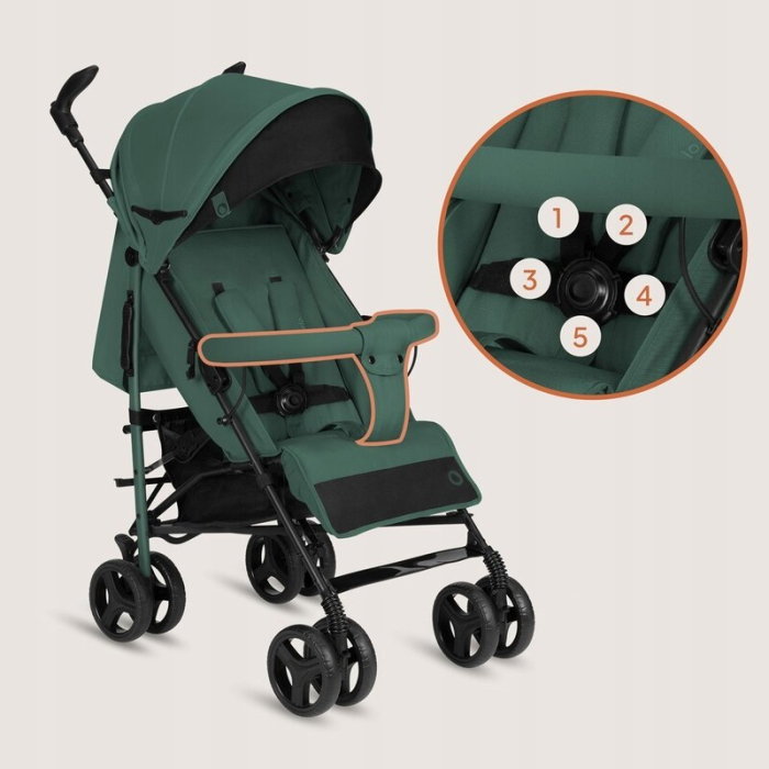 Carucior sport compact, Lionelo, Irma, Spatar ajustabil in 4 pozitii, Suport picioare reglabil, Manere rotative, Pliere tip umbrela, 6- 36 luni, Pana la 15 kg, Verde smarald [17]