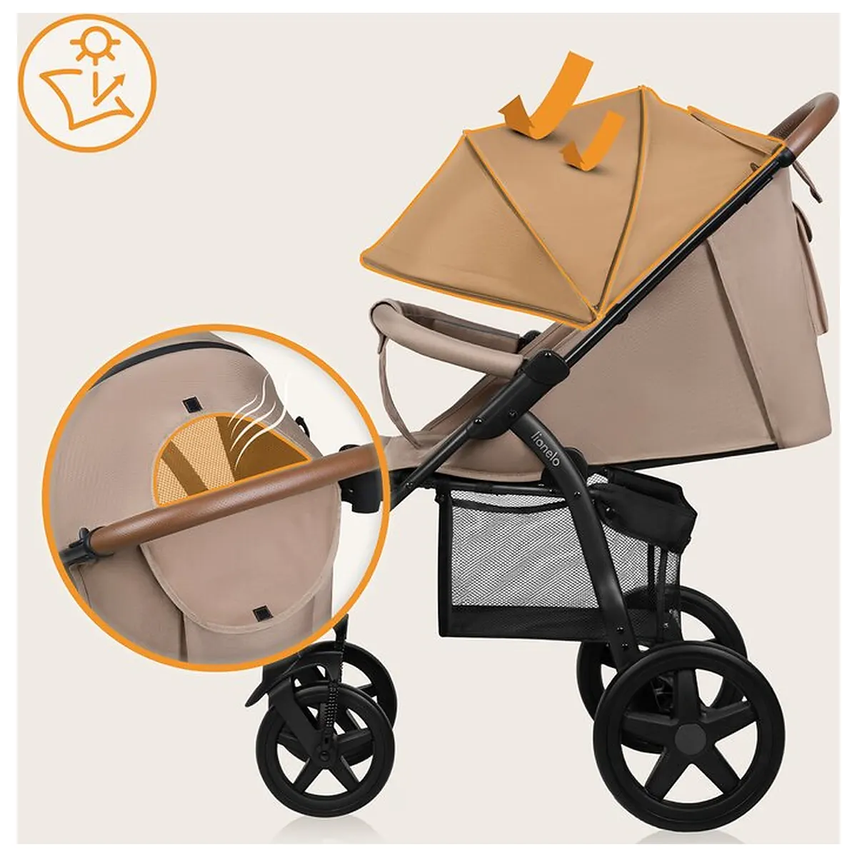 Carucior sport, Lionelo, Annet Plus, De la nastere, Cu accesorii si capotina XXL reglabila, 0 - 22 Kg, Conform cu [29]