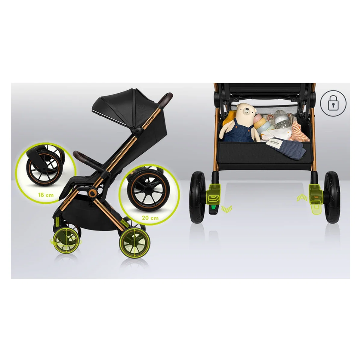 Carucior sport, Lionelo, Cloe, Cu accesorii, Pliere compacta pentru avion, cu o singura mana, 6 luni+, Gri [35]