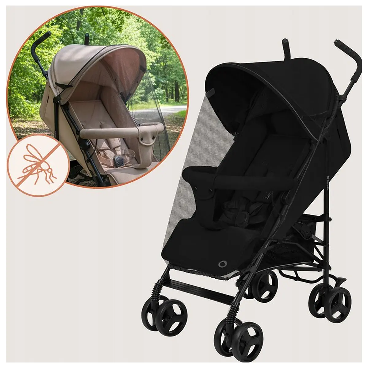 Carucior sport, Lionelo, Elia, Cu plasa de tantari, Suport de picioare reglabil, Spatar ajustabil in 4 pozitii, Capotina XXL, Pliere tip umbrela, Capacitate 15 kg, 6 luni+, Negru [16]