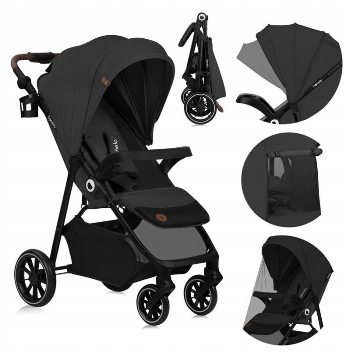 Carucior sport, Lionelo, Emma One, Cu tavita, Suport pahar, Plasa de tantari, Roti EVA, Maner reglabil, Pana la 22 kg, [4]