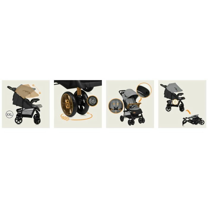 Carucior sport, Lionelo, Emma Plus, Cu tavita, 2 Suporturi pentru pahar, Geanta accesorii, Conform cu standardul [20]