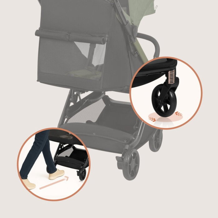 Carucior sport, Lionelo, Julie Air, Greutate redusa - 7.5 kg, Sustine 22 kg, 6 luni+, Capotina impermeabila, Protectie SPF 50+, Include suport sticla, Pliere compacta pentru calatorii, Verde Sage [10]