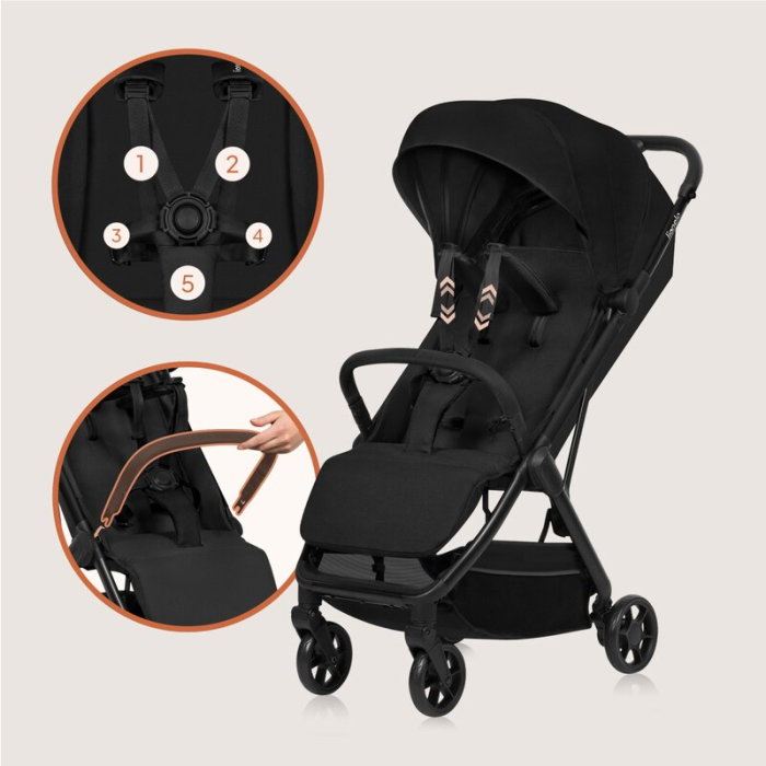 Carucior sport, Lionelo, Julie Air, Greutate redusa - 7.5 kg, Sustine 22 kg, 6 luni+, Capotina impermeabila, Protectie [11]