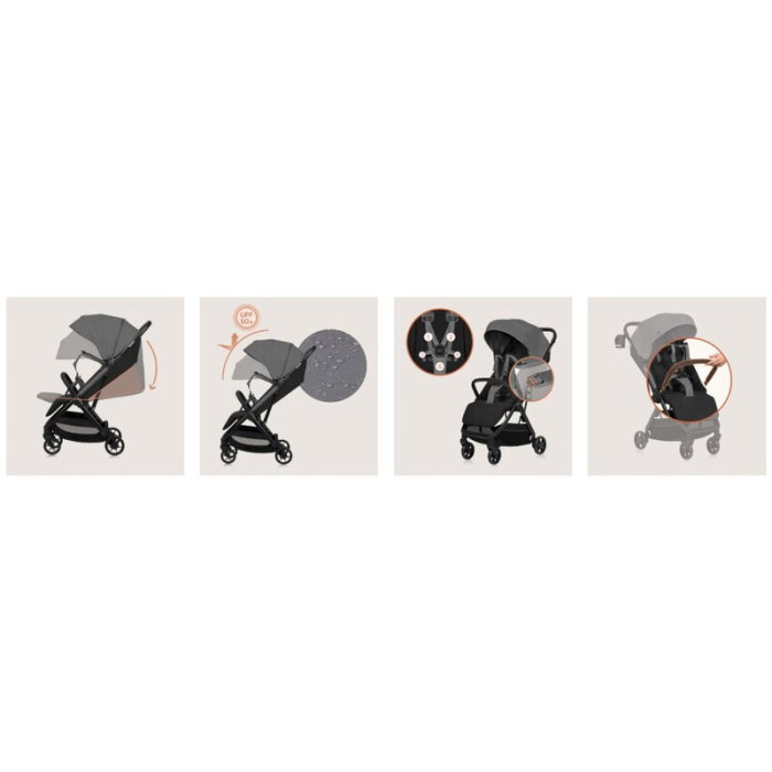 Carucior sport, Lionelo, Julie Air, Greutate redusa - 7.5 kg, Sustine 22 kg, 6 luni+, Capotina impermeabila, Protectie [21]