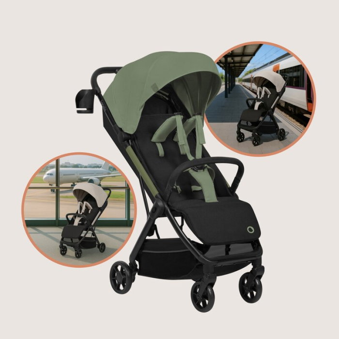 Carucior sport, Lionelo, Julie Air, Greutate redusa - 7.5 kg, Sustine 22 kg, 6 luni+, Capotina impermeabila, Protectie SPF 50+, Include suport sticla, Pliere compacta pentru calatorii, Verde Sage [6]