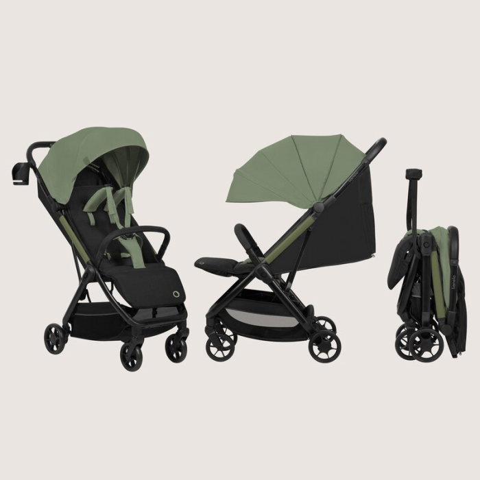 Carucior sport, Lionelo, Julie Air, Greutate redusa - 7.5 kg, Sustine 22 kg, 6 luni+, Capotina impermeabila, Protectie SPF 50+, Include suport sticla, Pliere compacta pentru calatorii, Verde Sage [3]