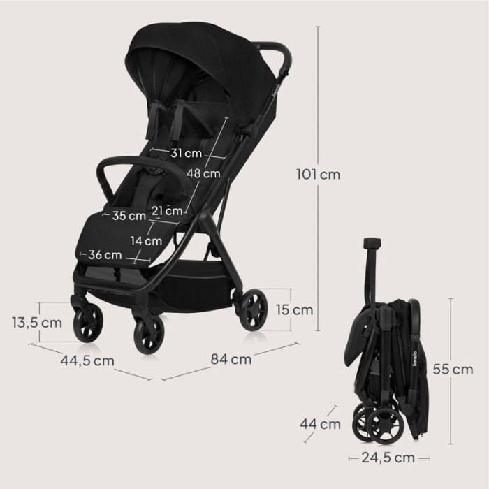 Carucior sport, Lionelo, Julie Air, Greutate redusa - 7.5 kg, Sustine 22 kg, 6 luni+, Capotina impermeabila, Protectie [15]