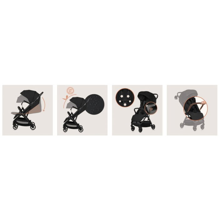 Carucior sport, Lionelo, Julie Air, Greutate redusa - 7.5 kg, Sustine 22 kg, 6 luni+, Capotina impermeabila, Protectie [16]