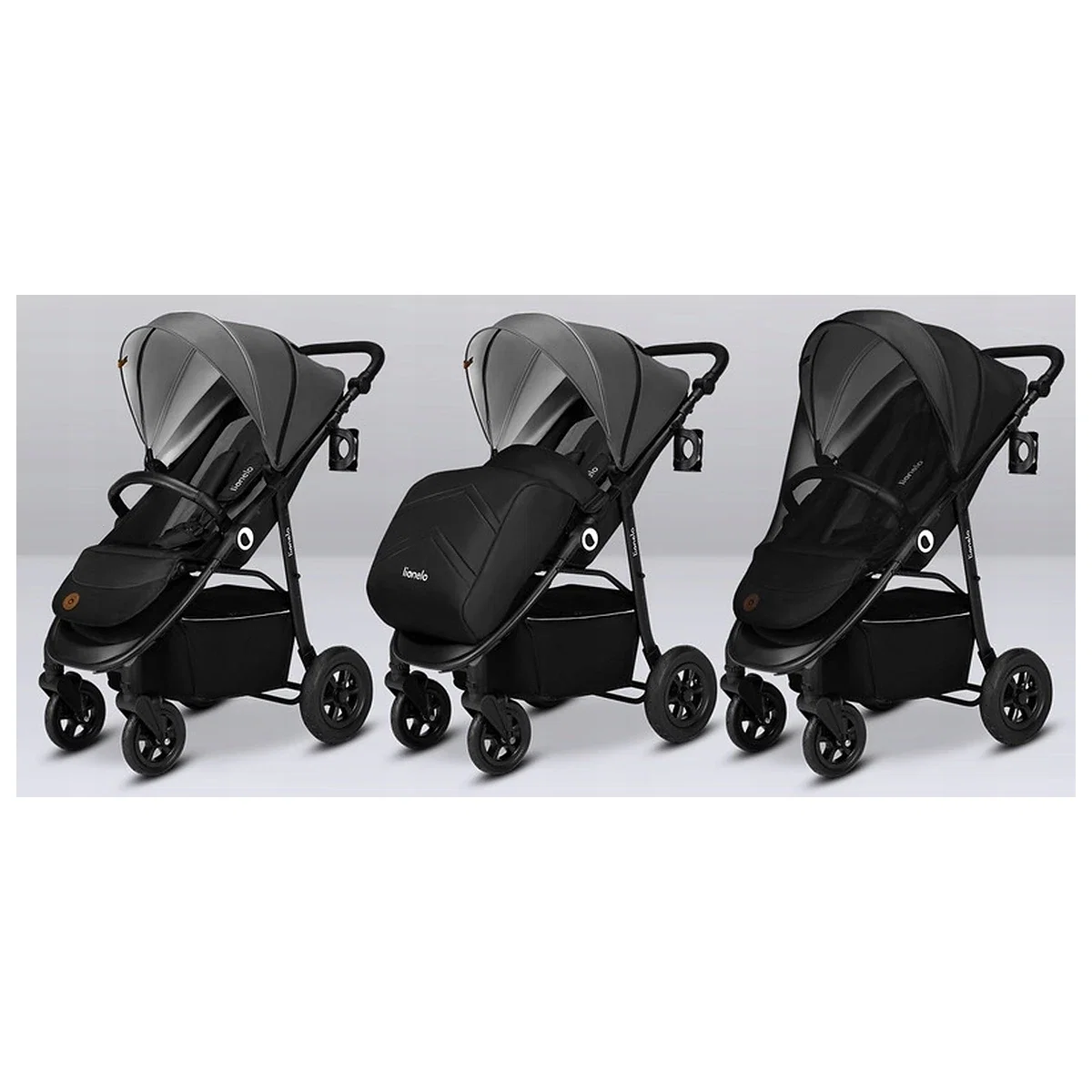 Carucior sport, Lionelo, Natt, De la nastere, Cu accesorii si capotina XXL reglabila, 0 - 22 kg, Negru Onyx 4 ani [15]