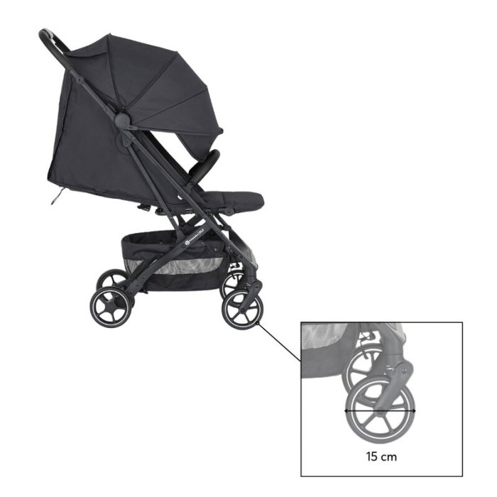 Carucior sport, Petite&Mars, Fly, Pliere compacta, Spatar reglabil pana la pozitie de somn, Suport picioare reglabil, Copertina cu protectie UPF40+, Suport pahar inclus, Pana la 22 kg, 0 luni+, Negru [16]