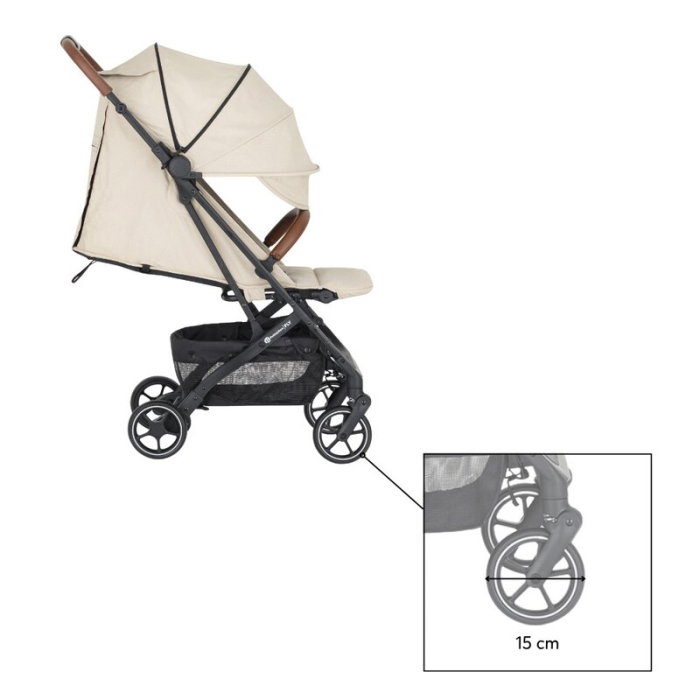 Carucior sport, Petite&Mars, Fly, Pliere compacta, Spatar reglabil pana la pozitie de somn, Suport picioare reglabil, Copertina cu protectie UPF40+, Suport pahar inclus, Pana la 22 kg, 0 luni+, Bej [12]