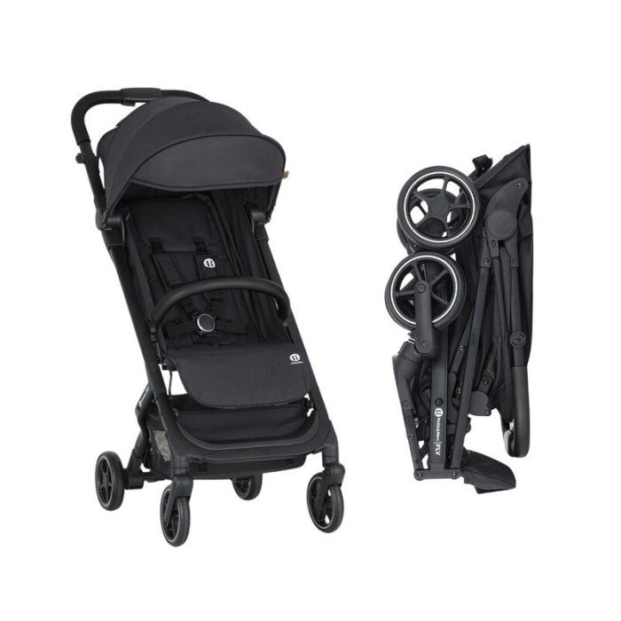 Carucior sport, Petite&Mars, Fly, Pliere compacta, Spatar reglabil pana la pozitie de somn, Suport picioare reglabil, Copertina cu protectie UPF40+, Suport pahar inclus, Pana la 22 kg, 0 luni+, Negru [1]