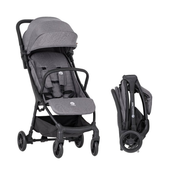 Carucior sport, Petite&Mars, Pax Ultimate, Compact - 7 kg, Spatar ajustabil, Suport picioare reglabil, Pliere tip carte, 6-36 luni, Pana la 22 kg, Gri [1]