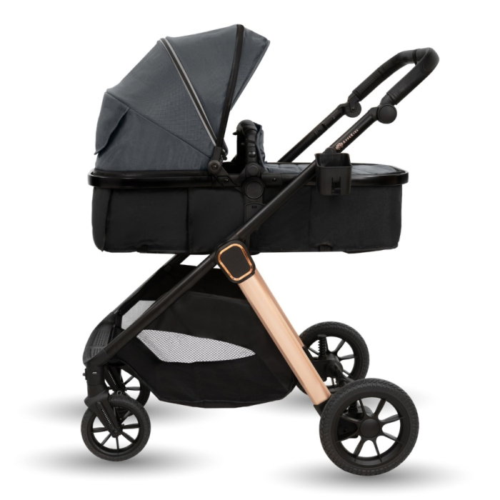 Carucior transformabil 2 in 1, Appekids Elite, de la naștere până la 22 kg, sezut reversibil, cadru usor, compatibil scoici auto, include gentuta, husa picioare, husa ploaie, plasa anti-insecte, Navy  [2]