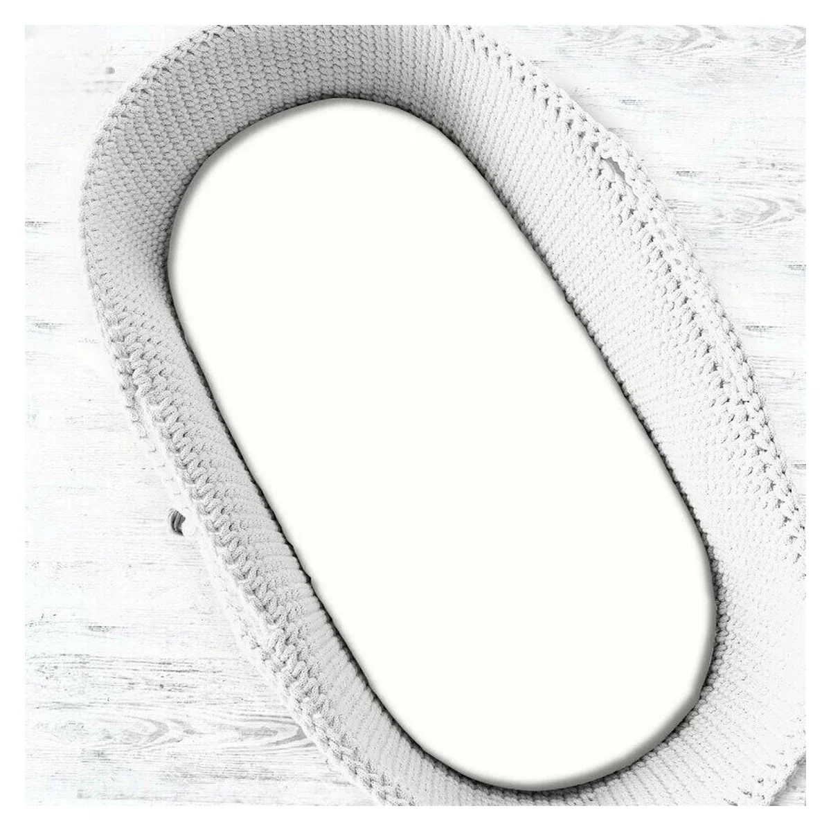 Cearceaf cu elastic, MimiNu, Pentru landou, carucior si cosulet, 80x35 cm, Jerseu, Alb [1]