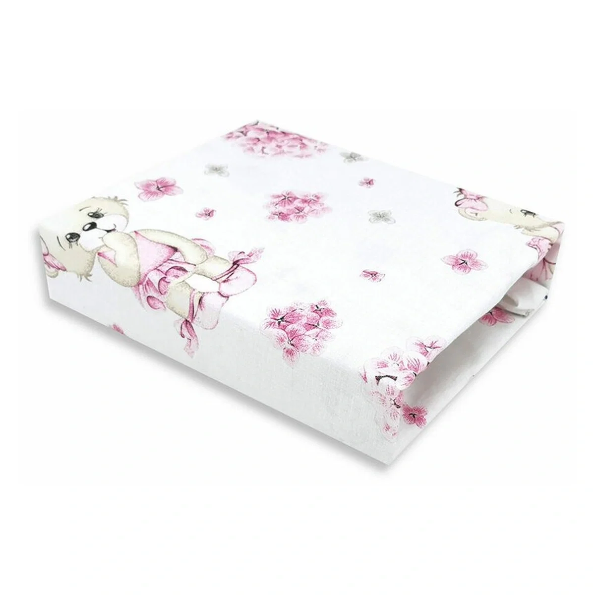 Cearceaf cu elastic, MimiNu, Pentru patut 120X60 cm, bumbac, Pink Ballerina [1]