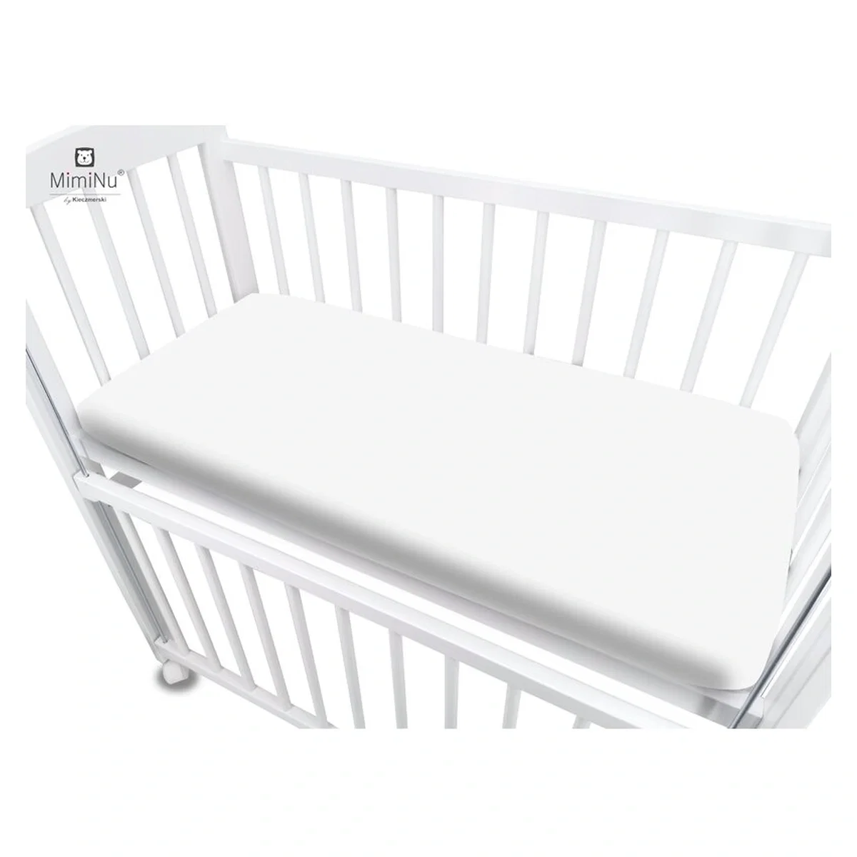 Cearceaf cu elastic, MimiNu, Pentru patut co-sleeper, 85 x 46 cm, bumbac jersey, White [2]