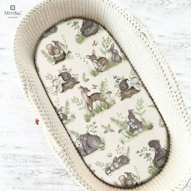 Cearceaf cu elastic pentru landou, carucior si cosulet, 80x35 cm, Calm Forest Natural MimiNu [1]