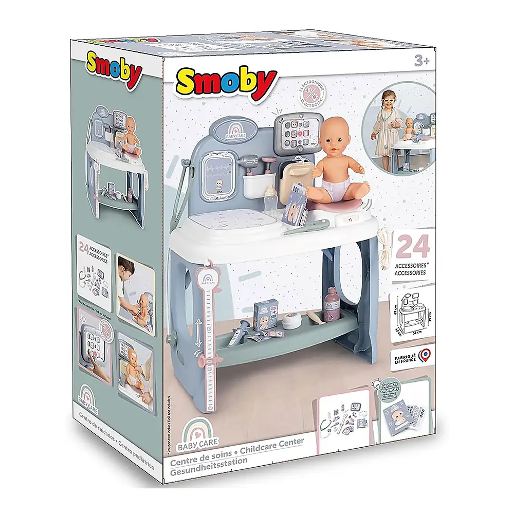 Centru de ingrijire pentru papusi Smoby Baby Care Center albastru cu accesorii 3 ani + [8]