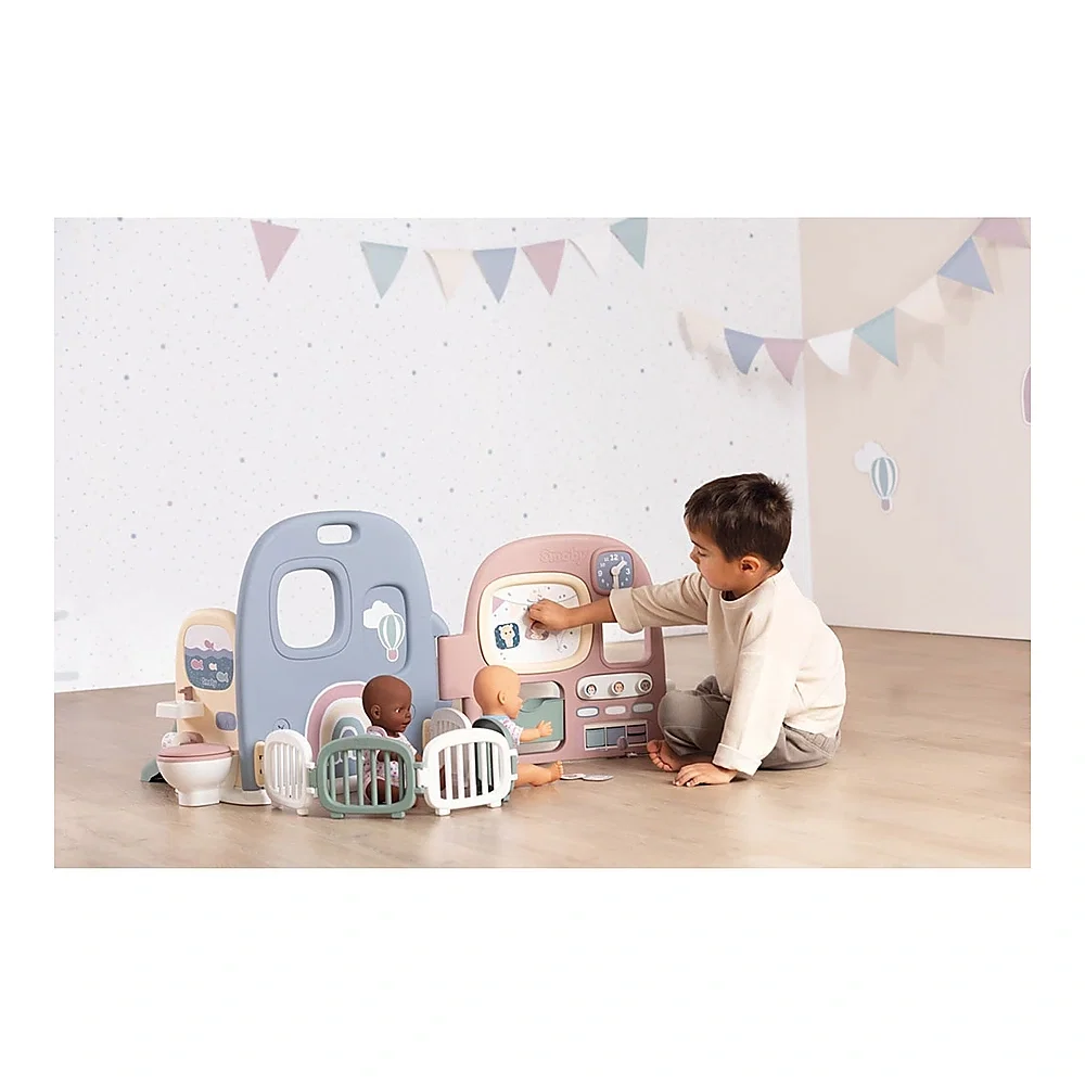 Centru de ingrijire pentru papusi Smoby Baby Care Childcare Center albastru roz cu accesorii 3 ani + [7]