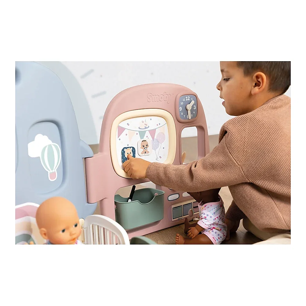 Centru de ingrijire pentru papusi Smoby Baby Care Childcare Center albastru roz cu accesorii 3 ani + [8]