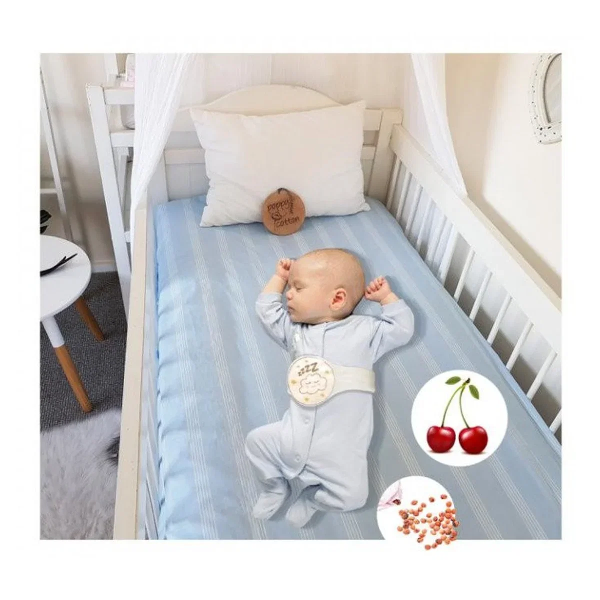 Centura anticolici cu samburi de cirese BabyJem Sleepy Cloud, Ecru 0luni + [3]