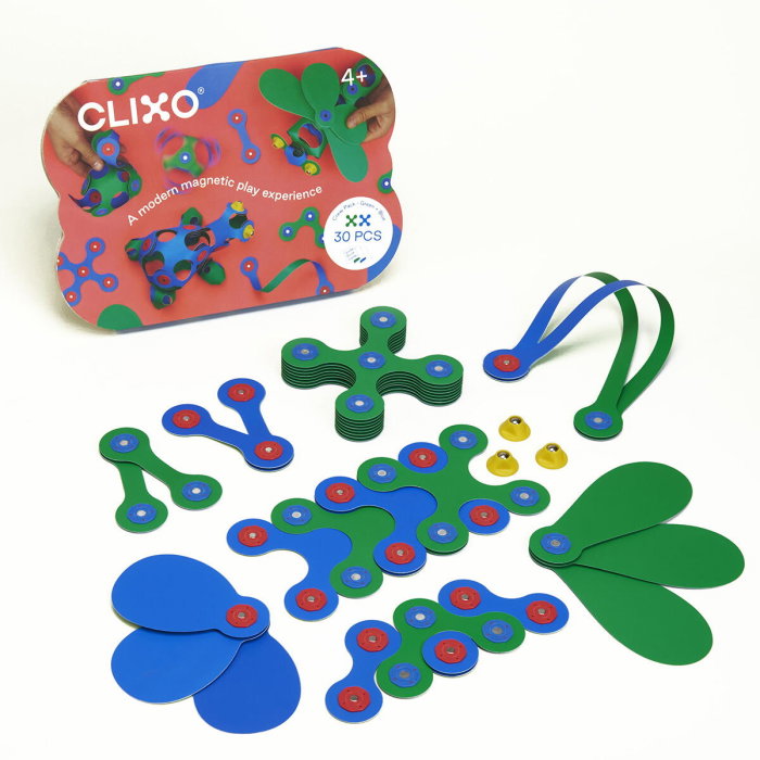 Clixo® joc magnetic de construit - Crew Albastru & Verde (30 piese) [1]