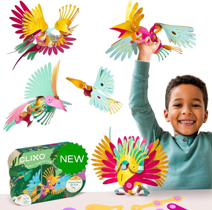 Clixo® joc magnetic de construit - Pasari tropicale (22 piese) [3]