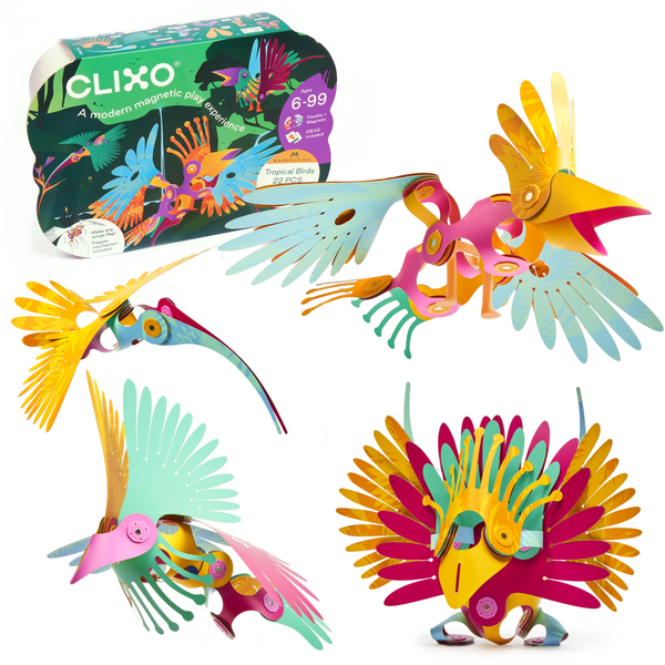 Clixo® joc magnetic de construit - Pasari tropicale (22 piese) [1]
