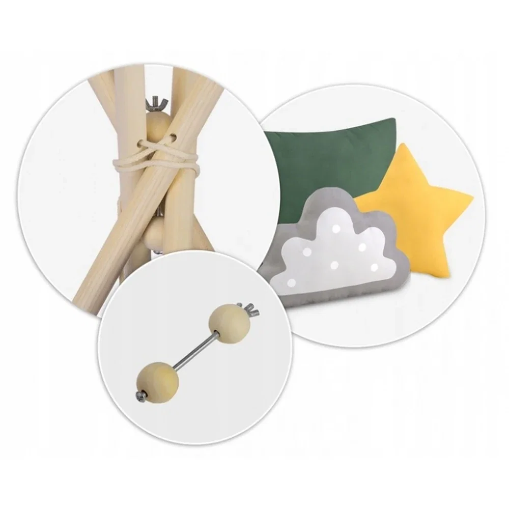Cort de joaca cu ghirlanda si 3 pernite Nukido - Verde 3 ani+ [8]