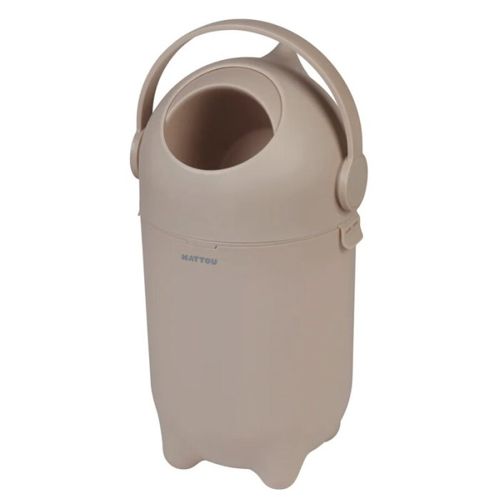 Cos pentru scutece, Nattou, Dropy, Sistem etans impotriva mirosurilor, Compatibil cu saci universali, Operare cu o mana, Potrivit pentru cca 25 scutece, 27×27×48.5 cm, 20 l, Maro [2]