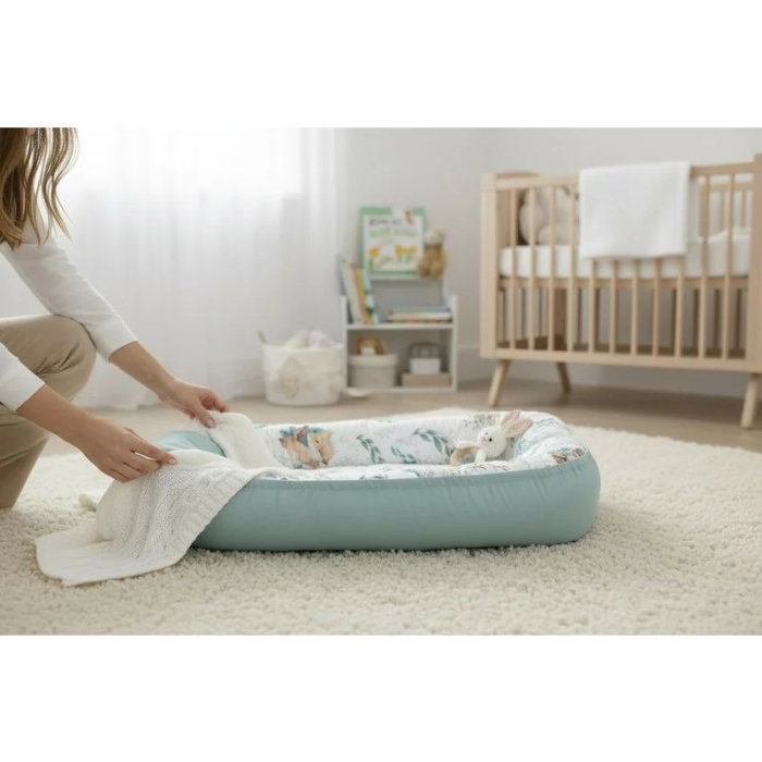 Cosulet bebelus, MimiNu, Pentru dormit, Baby Cocoon 75x55 cm, Husa 100% bumbac, Din bumbac certificat Oeko Tex Standard 100, Lulu Natural [3]