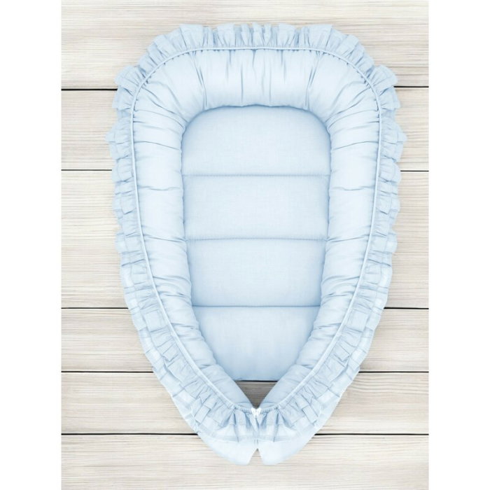 Cosulet bebelus, MimiNu, Pentru dormit, Baby Nest 55 x 75 cm, Cu Volanase, Husa 100% bumbac, Din bumbac certificat Oeko [2]