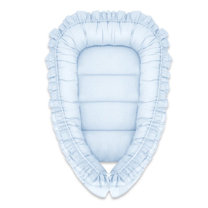 Cosulet bebelus, MimiNu, Pentru dormit, Baby Nest 55 x 75 cm, Cu Volanase, Husa 100% bumbac, Din bumbac certificat Oeko [1]