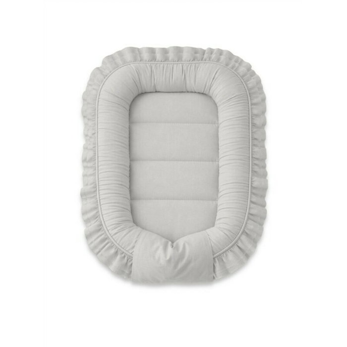Cosulet bebelus, MimiNu, Baby Nest 55 x 75 cm, Cu Volanase, Husa 100% bumbac, Colectia Royal, Grey 6 luni [3]