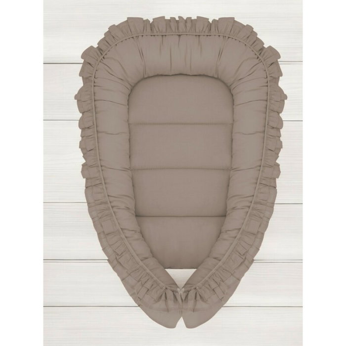 Cosulet bebelus, MimiNu, Pentru dormit, Baby Nest 55 x 75 cm, Cu Volanase, Husa 100% bumbac, Din bumbac certificat Oeko [2]